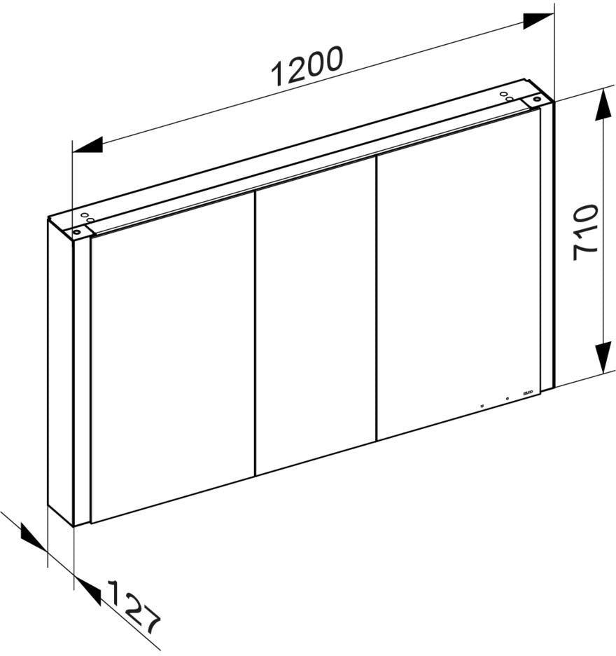 KEUCO SOMARIS Spiegelschrank 1200 mm verspiegelt – Wandvorbau mit 710 mm Höhe