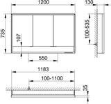 KEUCO Royal Lumos Spiegelschrank 1200 mm mit Spiegelheizung, silber-eloxiert, Ablagefach