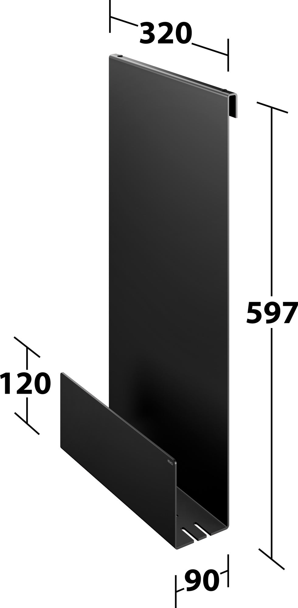 KEUCO Duschablage 24951 einhängbar 320 x 600 x 90 mm schwarz matt mit Haken