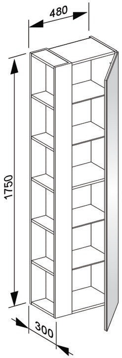 KEUCO X-Line Hochschrank 480 mm anthrazit/anthrazit mit Glasfront und Seitenregal links