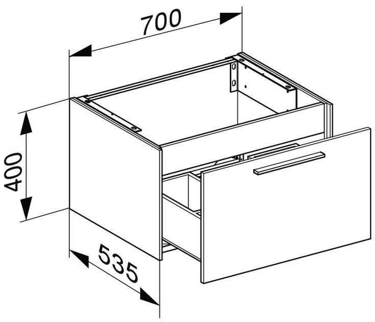 KEUCO Royal 60 Waschtischunterbau 700 mm weiß glanz – 1 Auszug, wandmontiert