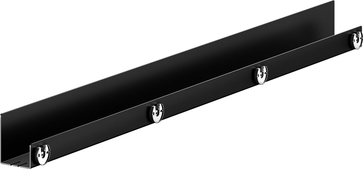 KEUCO Duschablage 24953 auf Maß – 400-600 x 120 x 90 mm, schwarz matt, Aluminium, mit Haken