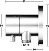 KEUCO IXMO Comfort Absperrventil rund verchromt mit Schlauchanschluss und Brausehalter