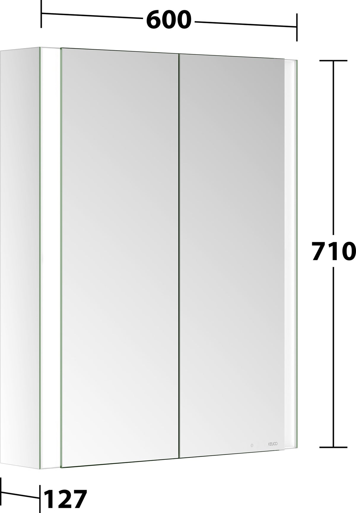 KEUCO Somaris Spiegelschrank 600 x 710 x 128 mm Eiche hell Dekor – 2 Türen Wandvorbau