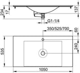 KEUCO Edition 11 Varicor-Waschtisch 1050 mm arktis weiß seidenmatt ohne Hahnlochbohrung