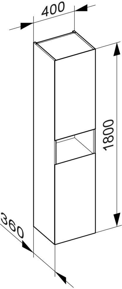 KEUCO Stageline Hochschrank 400 mm, 2-türig, Anschlag links, mit Ablagefach, cashmere