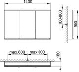 KEUCO Royal Modular 2.0 Spiegelschrank 900 mm, 3 Türen, silber-eloxiert, ohne Beleuchtung