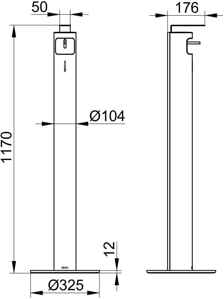 KEUCO PLAN Desinfektionsmittelspender Standmodell silber-eloxiert/schwarz 750 ml
