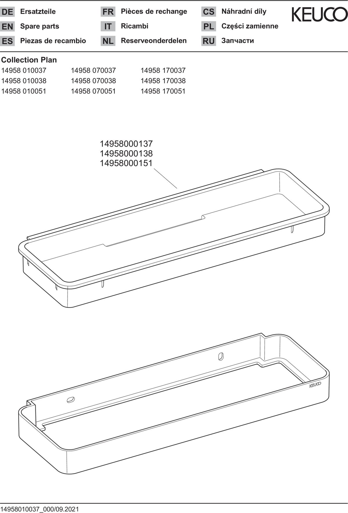 KEUCO Duschkorb Plan 14958 – Verchromt/Schwarzgrau, Rechteckig, Wandmontage, Mit Einsatz