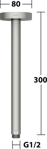 KEUCO Brausearm Elegance 51688, Deckenanschluss, 100 mm, verchromt – Rundes Design für die Deckenmontage