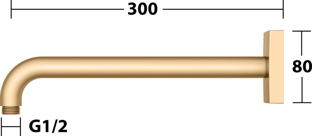 KEUCO Brausearm Edition 300, Wandanschluss, 300 mm, verchromt – Eckige Form, Metall