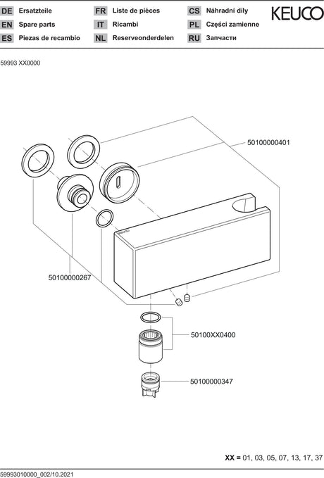 KEUCO Schlauchanschluss DN 20 – Eckig, Messing, Nickel Gebürstet, für UP-Armaturen
