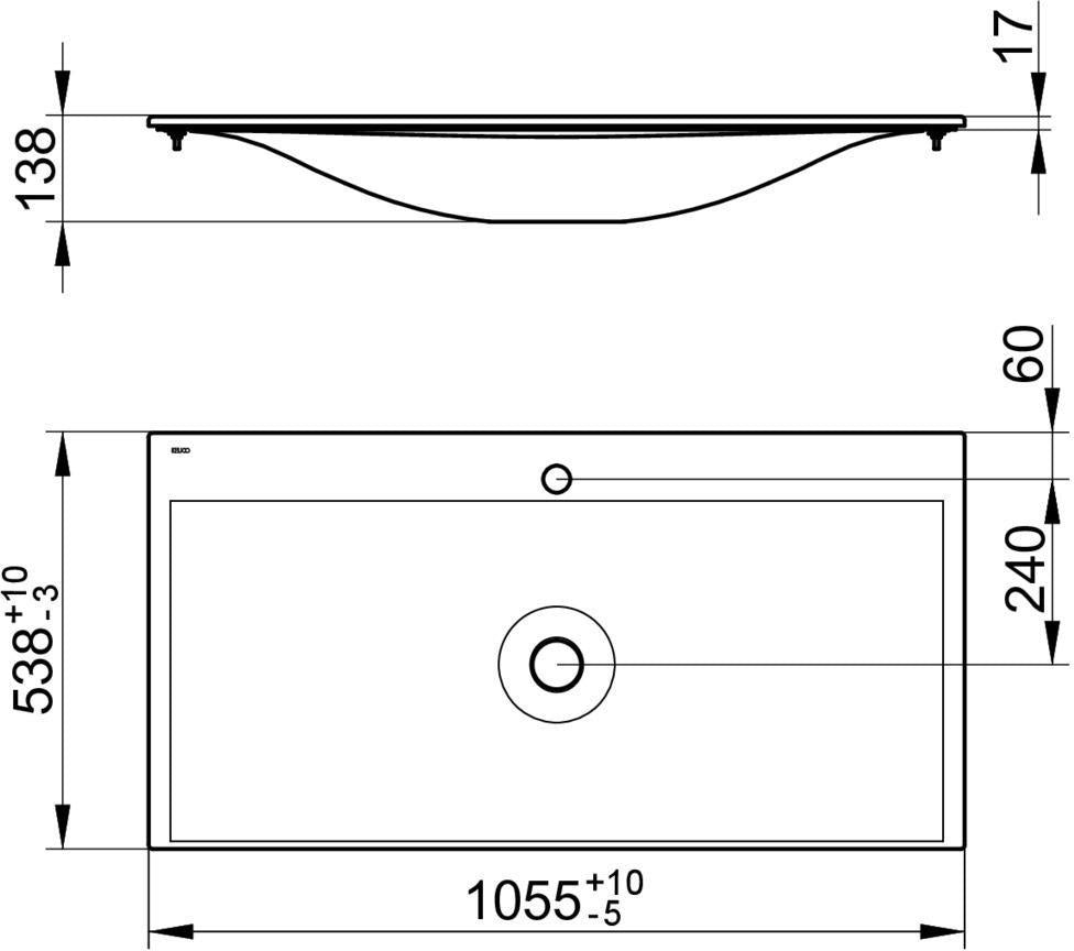 KEUCO Keramik-Waschtisch Edition 11, 1055 mm, ohne Hahnlochbohrung, weiß, CleanPlus