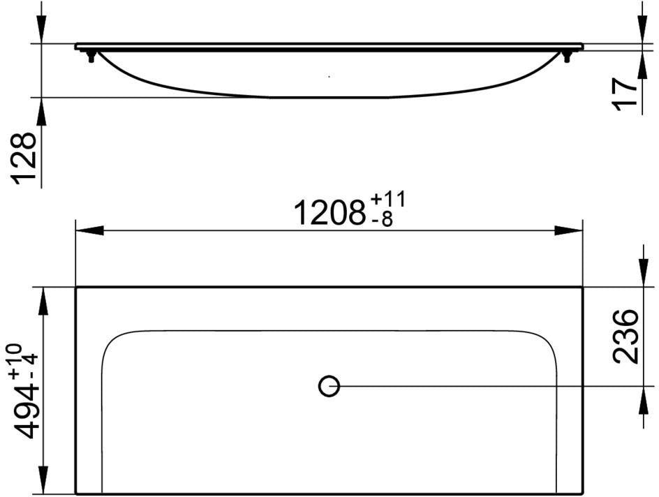KEUCO X-Line Keramik-Waschtisch 1208 mm weiß ohne Hahnlochbohrung – CleanPlus Beschichtung