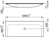 KEUCO X-Line Keramik-Waschtisch 1208 mm weiß ohne Hahnlochbohrung – CleanPlus Beschichtung