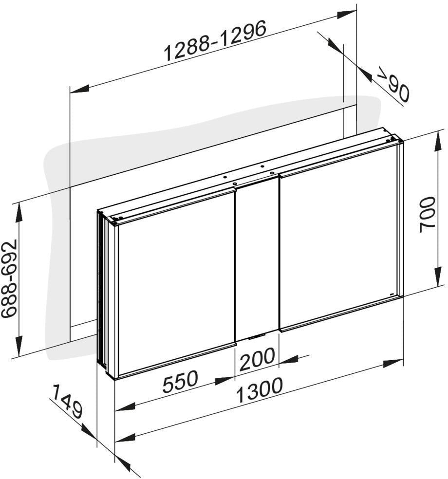 KEUCO Royal Match Spiegelschrank 650 mm – Wandeinbau, LED, 2 Türen, Touch-Dimmer