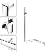 KEUCO AXESS Duschhandlauf 550/531/1301 mm mit Brausestange rechts, silber-eloxiert
