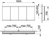 KEUCO Royal Modular 2.0 Spiegelschrank 1600 mm beleuchtet, 4 Türen, silber-eloxiert