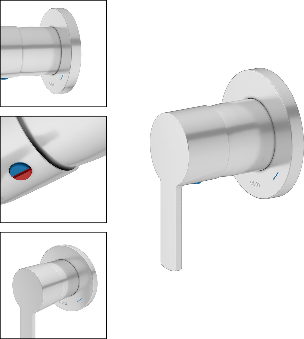 KEUCO Plan Blue Unterputz Einhebelmischer Aluminium-Finish – Fertigmontageset