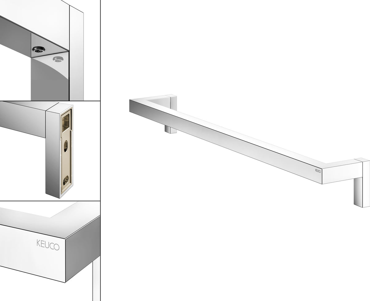 KEUCO Edition 90 Square Badetuchhalter 560 mm verchromt – eckiges Design, Wandmontage