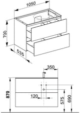 KEUCO Edition 11 Waschtischunterbau 1050 mm anthrazit Glas mit 2 Auszügen