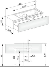 KEUCO Edition 11 Waschtischunterbau 1400 mm Weiß Hochglanz mit Auszug und Push-Open