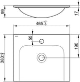 KEUCO X-Line Keramik-Waschtisch 465 mm weiß ohne Hahnlochbohrung