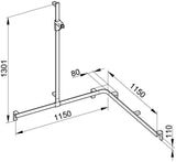 KEUCO AXESS Duschhandlauf 850 mm rechts mit Brausestange, silber-eloxiert