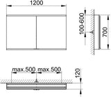 KEUCO Royal Modular 2.0 Spiegelschrank, beleuchtet, 600 x 700 x 120 mm, silber-eloxiert