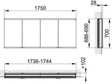 KEUCO Royal Modular 2.0 Spiegelschrank – 1750 mm, unbeleuchtet, Wandeinbau