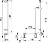 KEUCO AXESS Winkelgriff 90° links 381/851 mm silber-eloxiert – Wandmontage