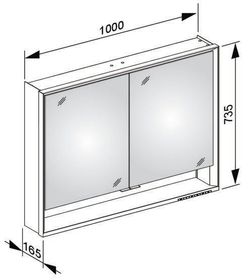 KEUCO Royal Lumos Spiegelschrank 1000 mm, LED-Beleuchtung, silber-eloxiert, 2 Türen