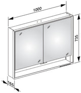 KEUCO Royal Lumos Spiegelschrank 1000 mm, LED-Beleuchtung, silber-eloxiert, 2 Türen