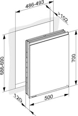 KEUCO Royal Modular 2.0 Spiegelschrank, Wandeinbau, 1 Tür rechts, 500x900x120 mm, silber-eloxiert