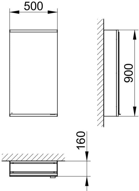 KEUCO Royal Modular 2.0 Spiegelschrank, unbeleuchtet, Wandeinbau, 500 mm, silber-eloxiert