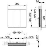 KEUCO Royal Modular 2.0 Spiegelschrank LED beleuchtet 900 mm Wandeinbau silber-eloxiert