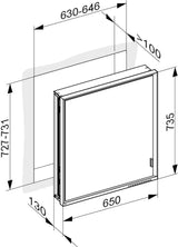 KEUCO Royal Lumos Spiegelschrank 650 mm, Wandeinbau, Anschlag rechts, silber-eloxiert