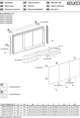 KEUCO Royal Modular 2.0 Spiegelschrank 900 mm, 3 Türen, 1 Steckdose, USB, silber-eloxiert