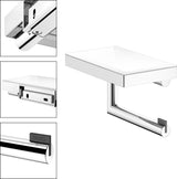 KEUCO REVA Toilettenpapierhalter mit Glas-Ablage in schwarz matt – Wandmontage, Metall