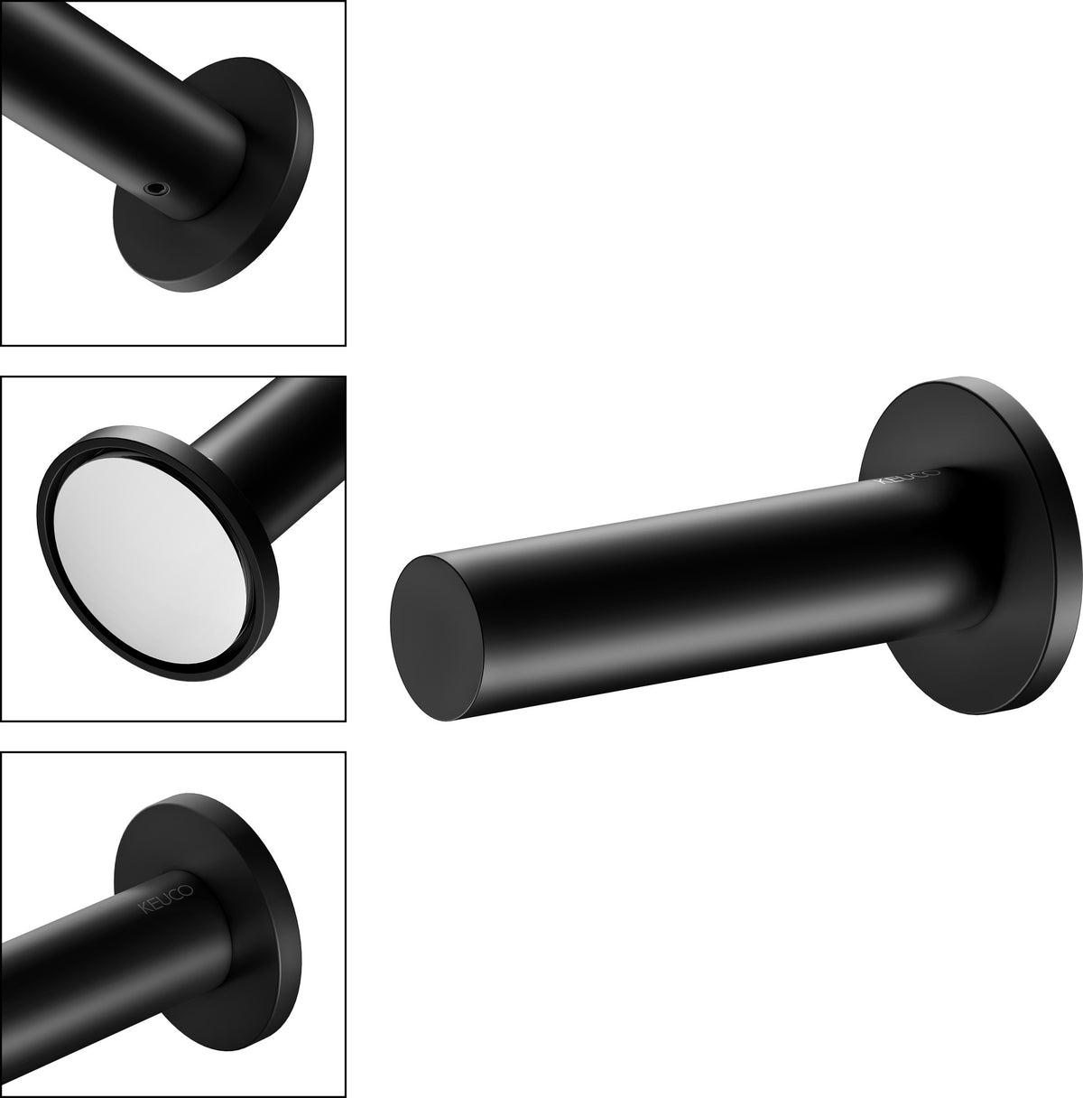 KEUCO REVA Ersatzrollenhalter schwarz matt – Wandmontage, Metall, zum Kleben oder Schrauben