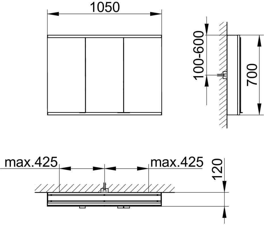 KEUCO Royal Modular 2.0 Spiegelschrank, beleuchtet, 2 Steckdosen, silber-eloxiert, 1050 mm
