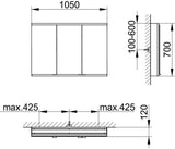 KEUCO Royal Modular 2.0 Spiegelschrank, beleuchtet, 2 Steckdosen, silber-eloxiert, 1050 mm