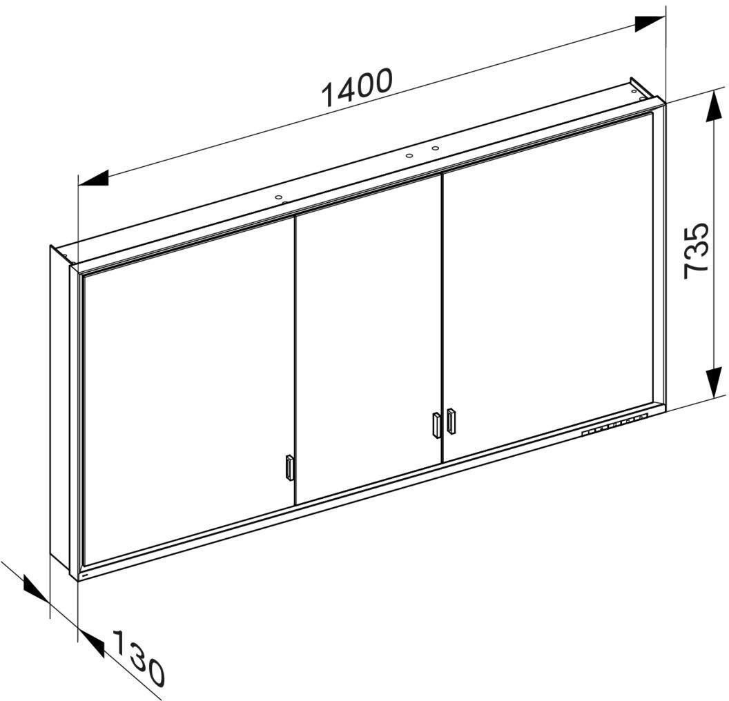 KEUCO Royal Lumos Spiegelschrank 1400 mm mit Spiegelheizung, silber-eloxiert