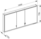 KEUCO Royal Lumos Spiegelschrank 1400 mm mit Spiegelheizung, silber-eloxiert