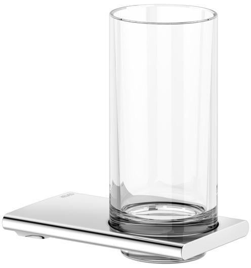 KEUCO Edition 400 Glashalter mit Echtkristall-Glas, verchromt – Wandmontage, softcube Design
