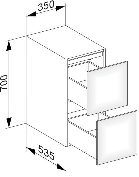 KEUCO Edition 11 Sideboard 2 Auszüge schwarz gebürstet 350 mm – Wandmontage, Push-to-Open