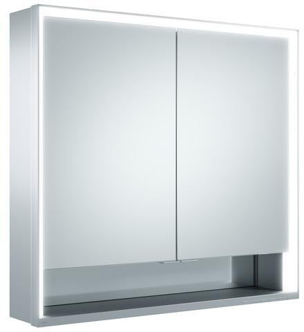 KEUCO Royal Lumos Spiegelschrank 800 mm mit LED-Beleuchtung und Ablagefach, silber-eloxiert