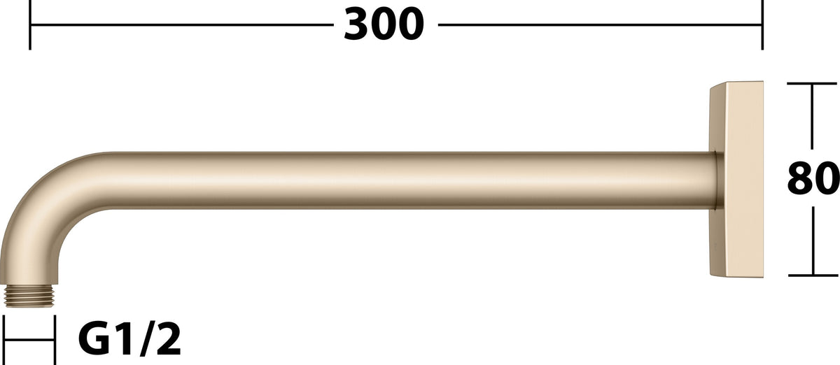 KEUCO Brausearm Edition 300, Wandanschluss, 300 mm, verchromt – Eckige Form, Metall