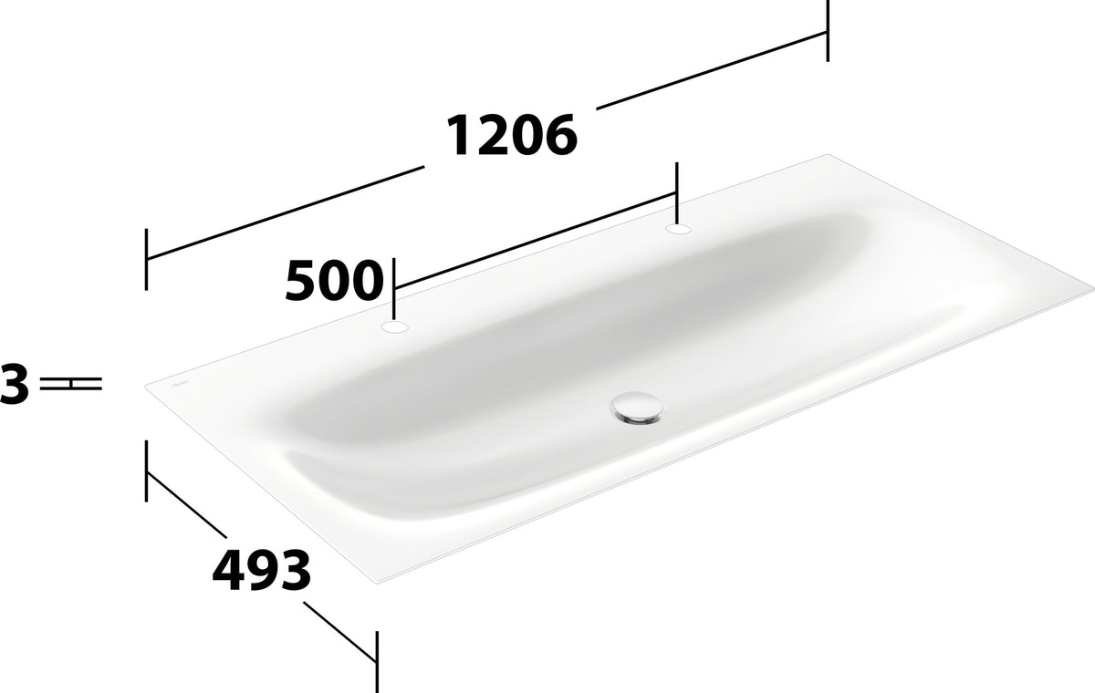 KEUCO Edition 11 Art Emaille-Waschtisch 806 mm mit 1-Loch-Bohrung in Weiß