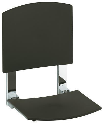 KEUCO Plan Care Klappsitz mit Rückenlehne, Wandmontage, verchromt/schwarzgrau